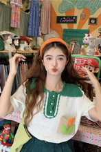 Short Sleeve Lapel Collar 3D Flower Pocket Knitted Shirt