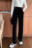 High Waist Loose Office Velvet Pants