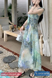Vacation Style Tie Dye Pattern Long Dress