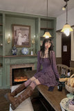 Long Sleeve Square Collar Gothic Style Mini Dress