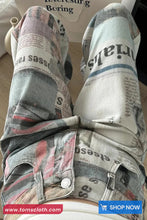 High Waist Newspaper Pattern Jeans Pants