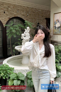 Long Sleeve Sailor Collar Lace Blouse Shirt