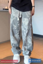 Casual Drawstring Flowers Pattern Long Pants