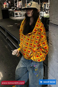 Loose Cute Theme Pattern Retro Jeans Pants