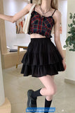 Elastic Waist A-Line Ruffles Mini Skirt