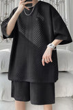 2 Piece Set Loose Casual Men Shirts With Shorts