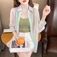 Long Sleeve Cute Gradient Colors Blouse Shirt