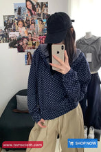 Long Sleeve Dots Pattern Zipper Hooded Jacket