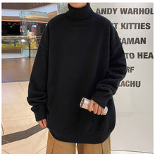 Long Sleeve Loose Turtleneck Solid Men Sweater