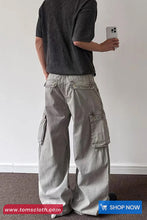 Vintage Cargo Pocket Grey Denim Men Pants