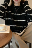 Loose Casual O-Neck Striped Knitted Sweater
