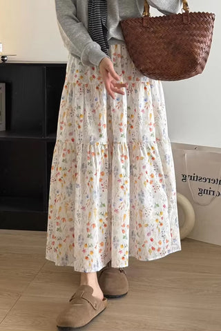 High Waist Loose Retro Floral Elegant Skirts