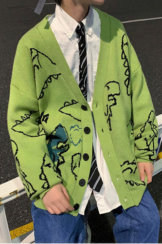 Cute Dinosaur Pattern Cardigan Sweater