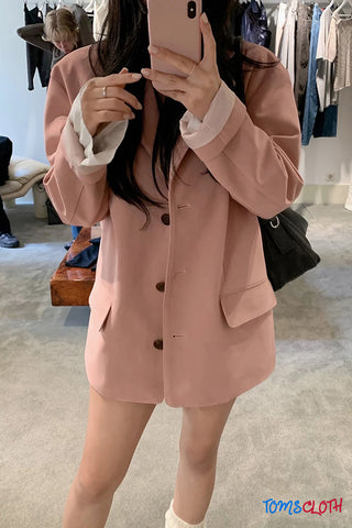 Long Sleeve Pink Elegant Office Blazer Suits