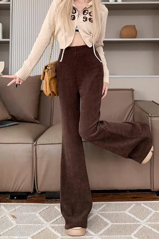 High Waist Slim Retro Corduroy Flare Pants
