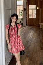 Vintage Red Plaid Slim Mini Dress