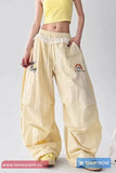 Loose Wide Leg Cute Rainbow Lace Drawstring Pants