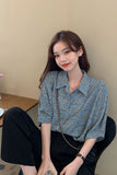Short Sleeve Floral Pattern Blouse Shirt
