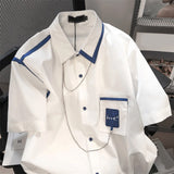 Short Sleeve Retro Love Pocket Printed With Chain Blouse Shirt