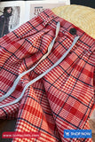 High Waist Retro Red Plaid Elegant Pants