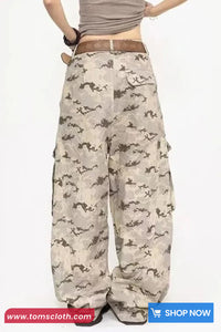 Loose Brown Camouflage Cargo Pockets Pants