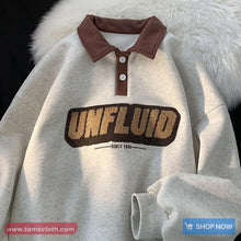 Vintage Turn Down Collar Unfluid Letter 90s Sweatshirt