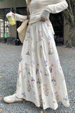 Loose Retro Floral Pattern Elegant Skirts