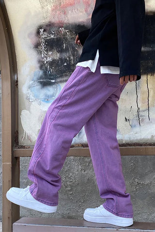 High Waist Casual Purple Jeans Pants – Tomscloth
