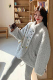 faux lamb jacket women, blue winter jacket women, colorful button jacket, cozy winter coat women, korean style jacket, aesthetic winter outfit, soft girl fashion jacket, warm stylish coat women