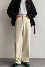 Loose Casual Beige Colors Denim Jeans Pants