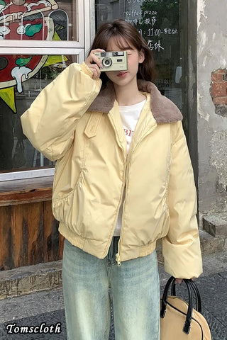 Loose Thick Plush Collar Puffer Coat Jacket