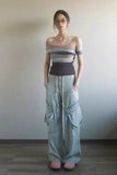 off shoulder crop top women, tie dye striped top, sexy cropped shirt women, slim fit crop top, y2k fashion top, aesthetic outfit top, trendy summer crop top, streetwear women top