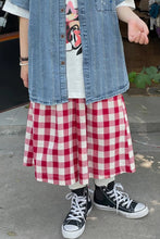 High Waist Red Plaid Loose Pants