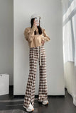 High Waist Elegant Argyle Pattern Flare Pants
