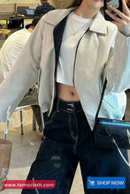 Long Sleeve Two Style Combined Collar Zipper Jacket