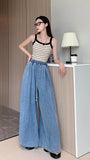 Loose Elastic Waist Oversize Wide Leg Jeans Pants