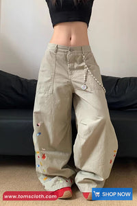 Loose Vintage 90s Theme Pattern Women Pants