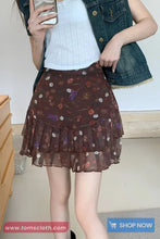 High Waist Floral Pattern Chiffon Mini Skirts