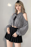 Long Sleeve Sexy Off Shoulder Cropped Sweatshirt