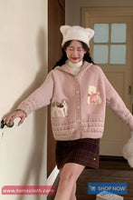Long Sleeve Cute Dog Pattern Hooded Cardigan Sweater