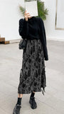 High Waist Tie Dye Pattern Long Corduroy Skirts
