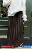 Vintage Polka Dots Pattern Long Brown Skirts