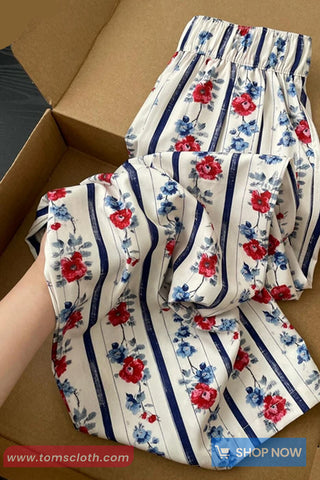 Casual Floral Pattern Long Pants