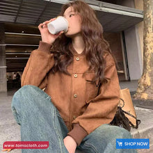 Long Sleeve Vintage Suede Baseball Jacket