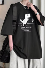 Loose Cute Dinosaur Short Sleeve Men Shirts