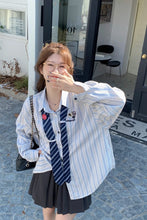 Long Sleeve Vintage Tie Striped Blouse Shirts