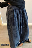 Loose Retro Elegant Plaid Women Sweatpants