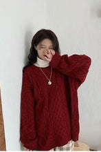O-Neck Retro Knitted Red Colors Sweater