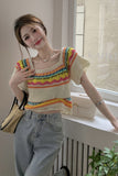 U-Neck Colorful Knitted Casual Shirts