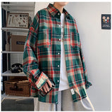 Long Sleeve Vintage Streetwear Plaid Shirts